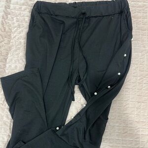 Black Pants with Pearl Accents